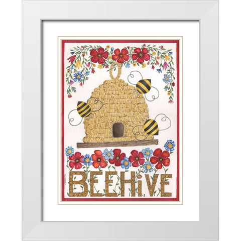 Beehive White Modern Wood Framed Art Print with Double Matting by Shamp, Cindy