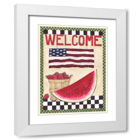 Welcome Watermelon White Modern Wood Framed Art Print with Double Matting by Shamp, Cindy