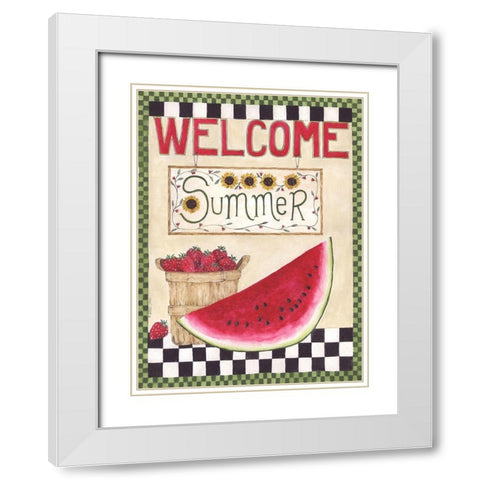 Welcome Summer White Modern Wood Framed Art Print with Double Matting by Shamp, Cindy