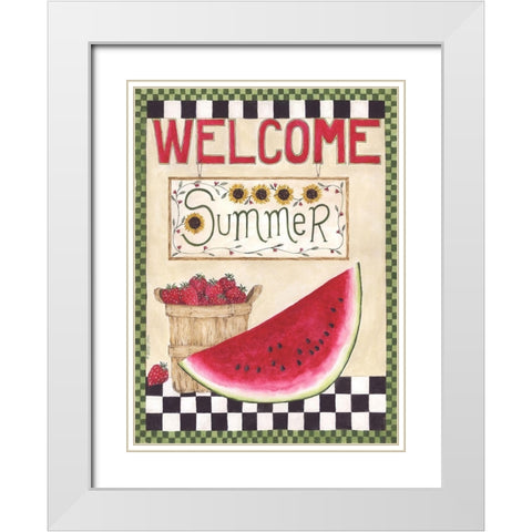 Welcome Summer White Modern Wood Framed Art Print with Double Matting by Shamp, Cindy