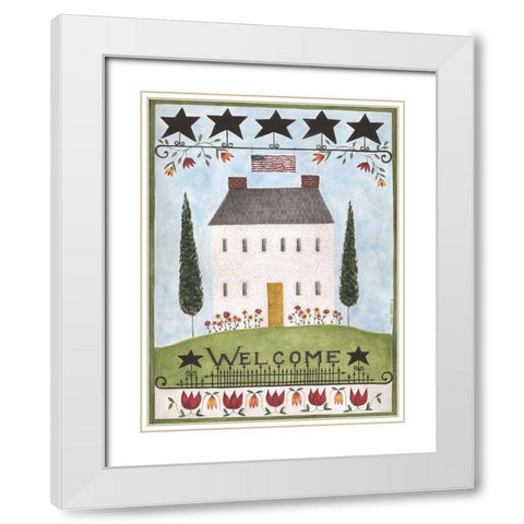 Welcome Gate White Modern Wood Framed Art Print with Double Matting by Shamp, Cindy
