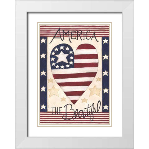 America the Beautiful White Modern Wood Framed Art Print with Double Matting by Shamp, Cindy