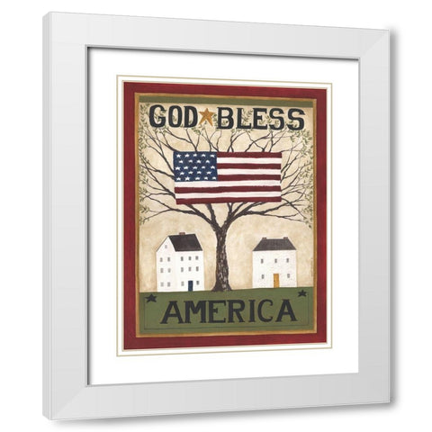 God Bless America White Modern Wood Framed Art Print with Double Matting by Shamp, Cindy