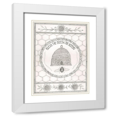 Bless the Bees White Modern Wood Framed Art Print with Double Matting by Shamp, Cindy