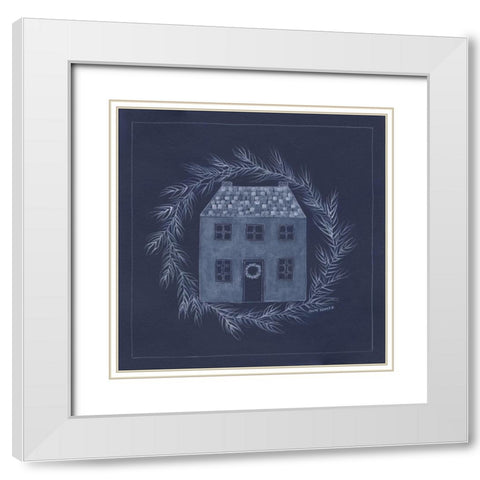 Blue House White Modern Wood Framed Art Print with Double Matting by Shamp, Cindy