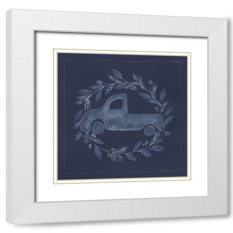 Blue Truck White Modern Wood Framed Art Print with Double Matting by Shamp, Cindy