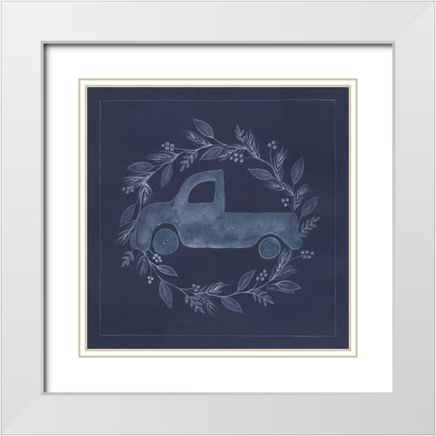 Blue Truck White Modern Wood Framed Art Print with Double Matting by Shamp, Cindy