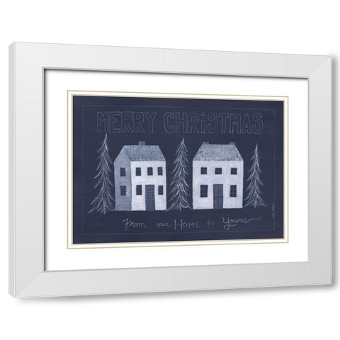 Merry Christmas White Modern Wood Framed Art Print with Double Matting by Shamp, Cindy