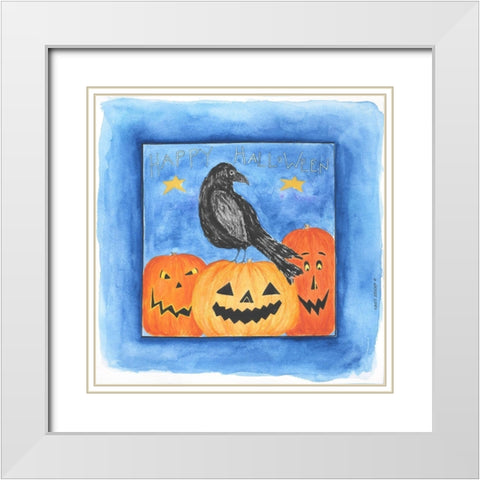 Happy Halloween White Modern Wood Framed Art Print with Double Matting by Shamp, Cindy
