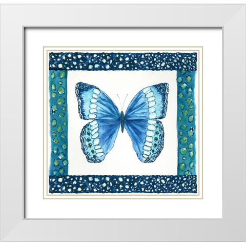 Butterfly with Border II White Modern Wood Framed Art Print with Double Matting by Shamp, Cindy