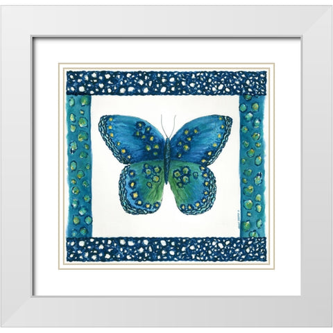 Butterfly with Border III White Modern Wood Framed Art Print with Double Matting by Shamp, Cindy