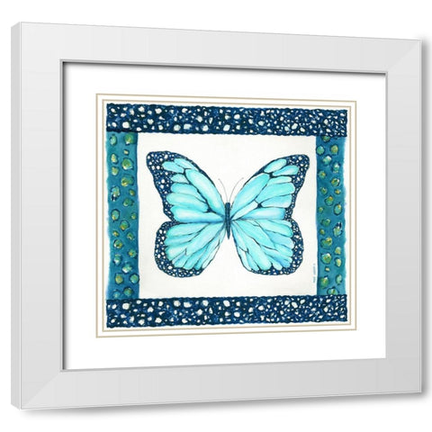 Butterfly with Border IV White Modern Wood Framed Art Print with Double Matting by Shamp, Cindy