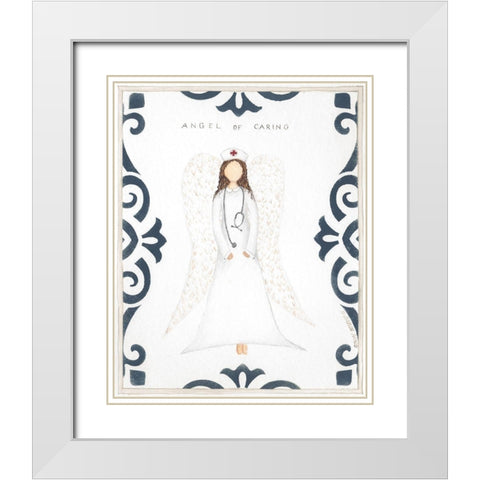 Angel of Caring White Modern Wood Framed Art Print with Double Matting by Shamp, Cindy