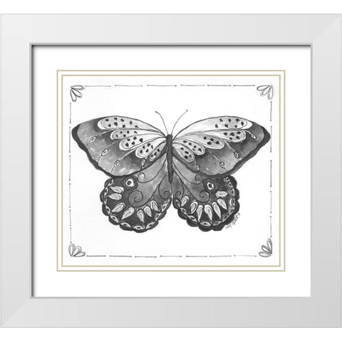 Butterfly VII White Modern Wood Framed Art Print with Double Matting by Shamp, Cindy