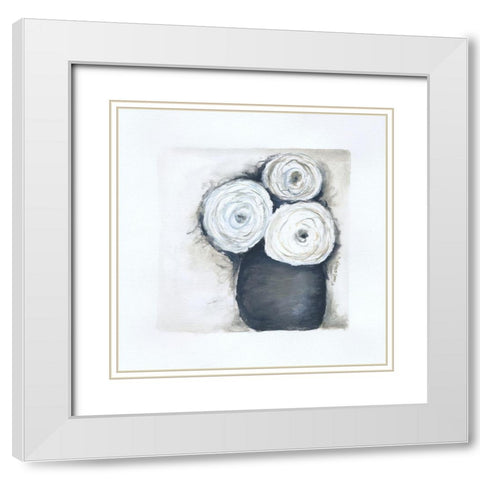 Gray Vase I White Modern Wood Framed Art Print with Double Matting by Shamp, Cindy