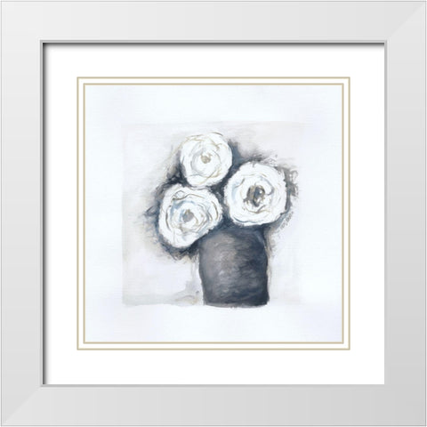 Gray Vase II White Modern Wood Framed Art Print with Double Matting by Shamp, Cindy