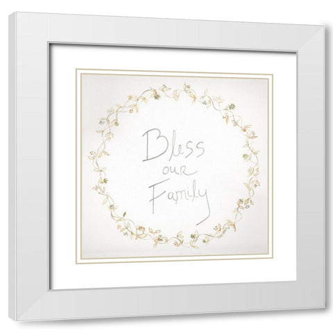Bless Our Family White Modern Wood Framed Art Print with Double Matting by Shamp, Cindy