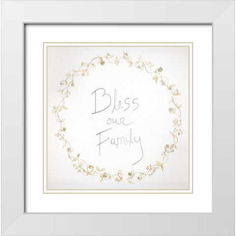 Bless Our Family White Modern Wood Framed Art Print with Double Matting by Shamp, Cindy