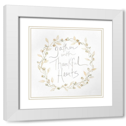 Thankful Hearts White Modern Wood Framed Art Print with Double Matting by Shamp, Cindy