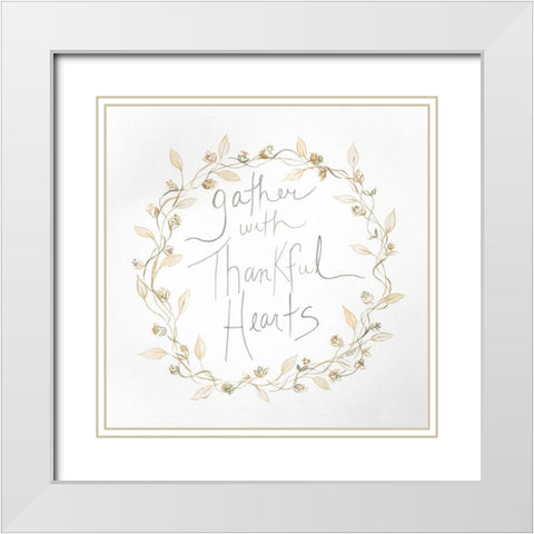 Thankful Hearts White Modern Wood Framed Art Print with Double Matting by Shamp, Cindy