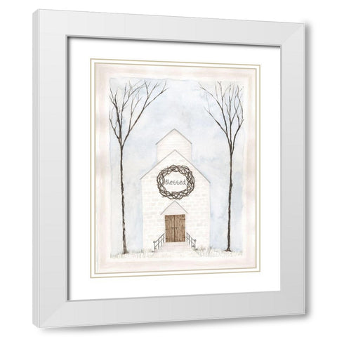 Blessed White Modern Wood Framed Art Print with Double Matting by Shamp, Cindy