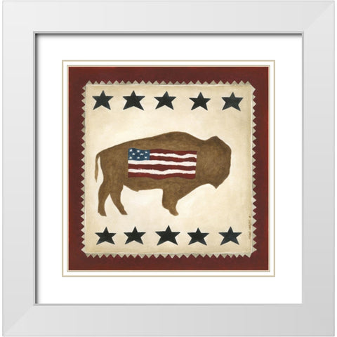 American Buffalo White Modern Wood Framed Art Print with Double Matting by Shamp, Cindy