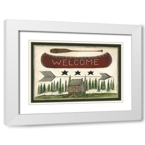 Welcome Canoe White Modern Wood Framed Art Print with Double Matting by Shamp, Cindy