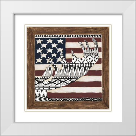 Moose White Modern Wood Framed Art Print with Double Matting by Shamp, Cindy