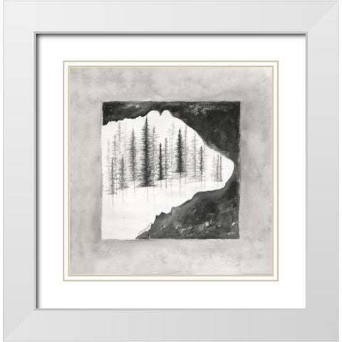 Bear Silhouette White Modern Wood Framed Art Print with Double Matting by Shamp, Cindy