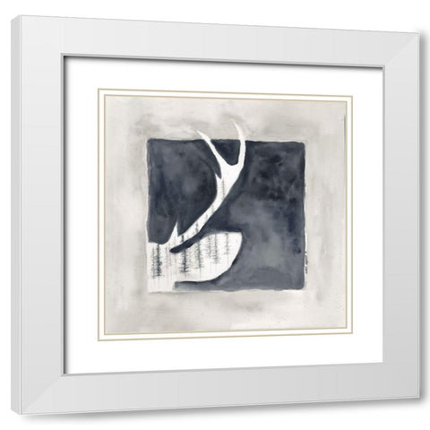Buck Antler II White Modern Wood Framed Art Print with Double Matting by Shamp, Cindy