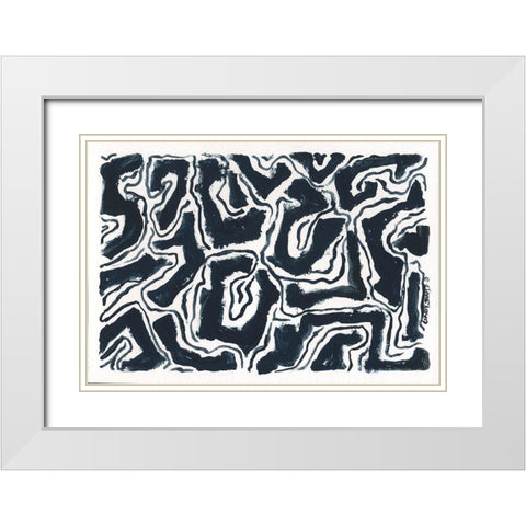 Modern Blues White Modern Wood Framed Art Print with Double Matting by Shamp, Cindy