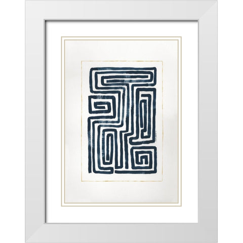 Blue Maze White Modern Wood Framed Art Print with Double Matting by Shamp, Cindy