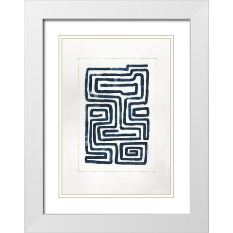 Blue Maze II White Modern Wood Framed Art Print with Double Matting by Shamp, Cindy