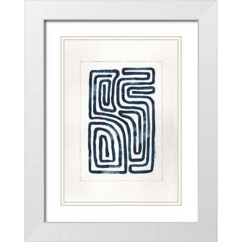 Blue Maze IV White Modern Wood Framed Art Print with Double Matting by Shamp, Cindy