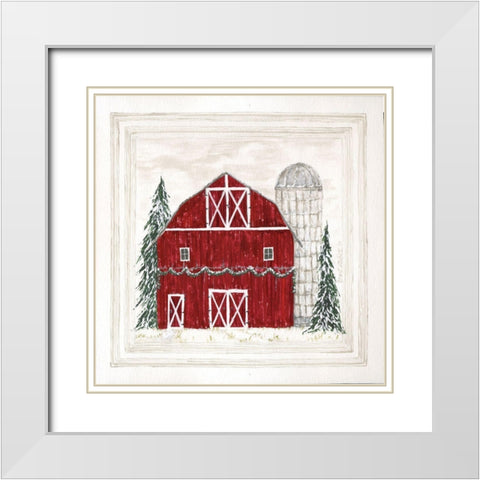 Christmas at the Farm II White Modern Wood Framed Art Print with Double Matting by Shamp, Cindy