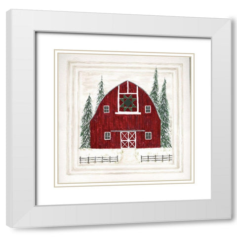 Christmas at the Farm IV White Modern Wood Framed Art Print with Double Matting by Shamp, Cindy