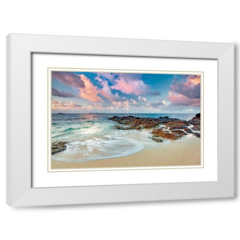 Peace White Modern Wood Framed Art Print with Double Matting by Frates, Dennis