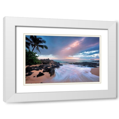 Beach Calm White Modern Wood Framed Art Print with Double Matting by Frates, Dennis