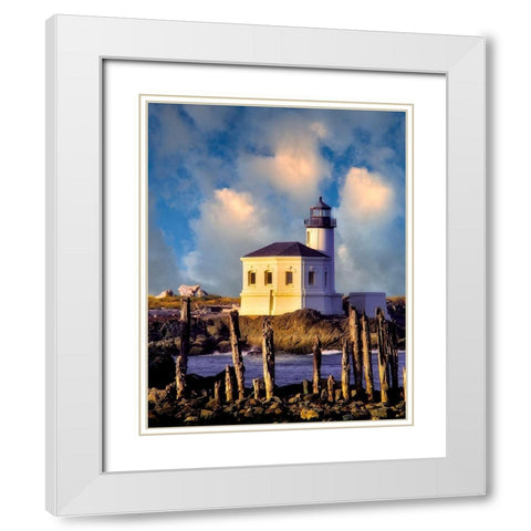 Classic Lighthouse White Modern Wood Framed Art Print with Double Matting by Frates, Dennis