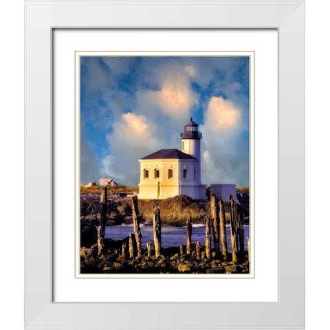 Classic Lighthouse White Modern Wood Framed Art Print with Double Matting by Frates, Dennis
