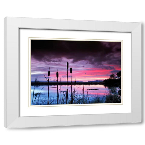 Purple Skies White Modern Wood Framed Art Print with Double Matting by Frates, Dennis
