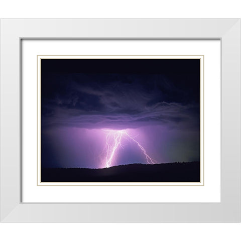 Lightning White Modern Wood Framed Art Print with Double Matting by Frates, Dennis