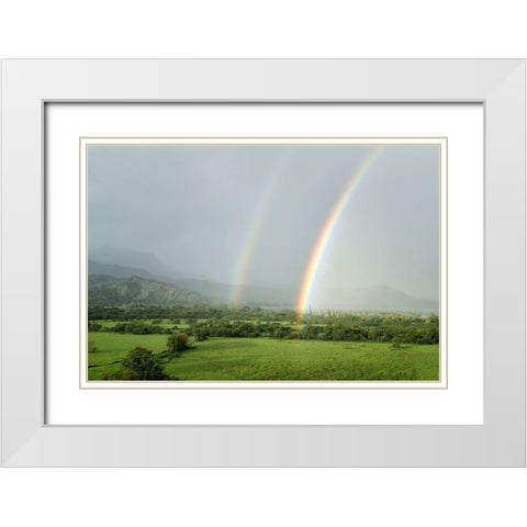 Double Rainbow White Modern Wood Framed Art Print with Double Matting by Frates, Dennis