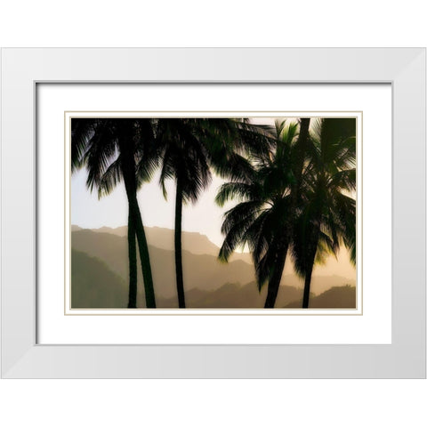Misty Palms II White Modern Wood Framed Art Print with Double Matting by Frates, Dennis