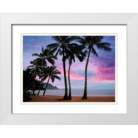 Pink Clouds White Modern Wood Framed Art Print with Double Matting by Frates, Dennis
