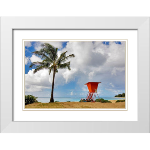 Lifeguard Tower White Modern Wood Framed Art Print with Double Matting by Frates, Dennis
