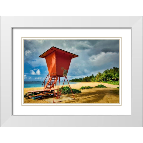 Lifeguard Tower II White Modern Wood Framed Art Print with Double Matting by Frates, Dennis