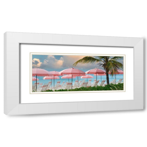 Umbrellas White Modern Wood Framed Art Print with Double Matting by Frates, Dennis