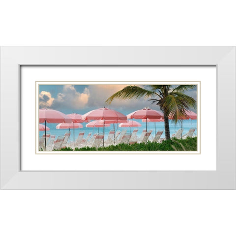 Umbrellas White Modern Wood Framed Art Print with Double Matting by Frates, Dennis