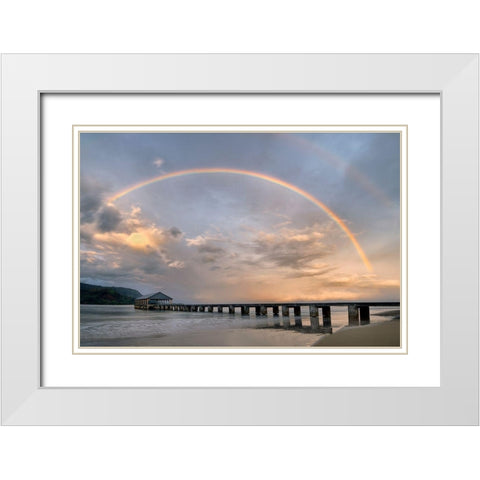 Rainbow Pier White Modern Wood Framed Art Print with Double Matting by Frates, Dennis